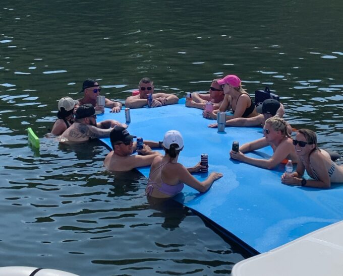 have a meeting on a floating mat